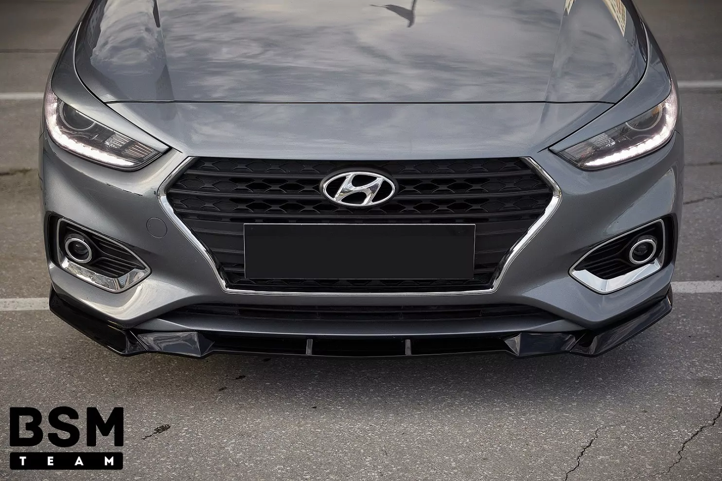 Середина Сплиттера Переднего Бампера Hyundai Solaris 2017-2020 АБС Пластик